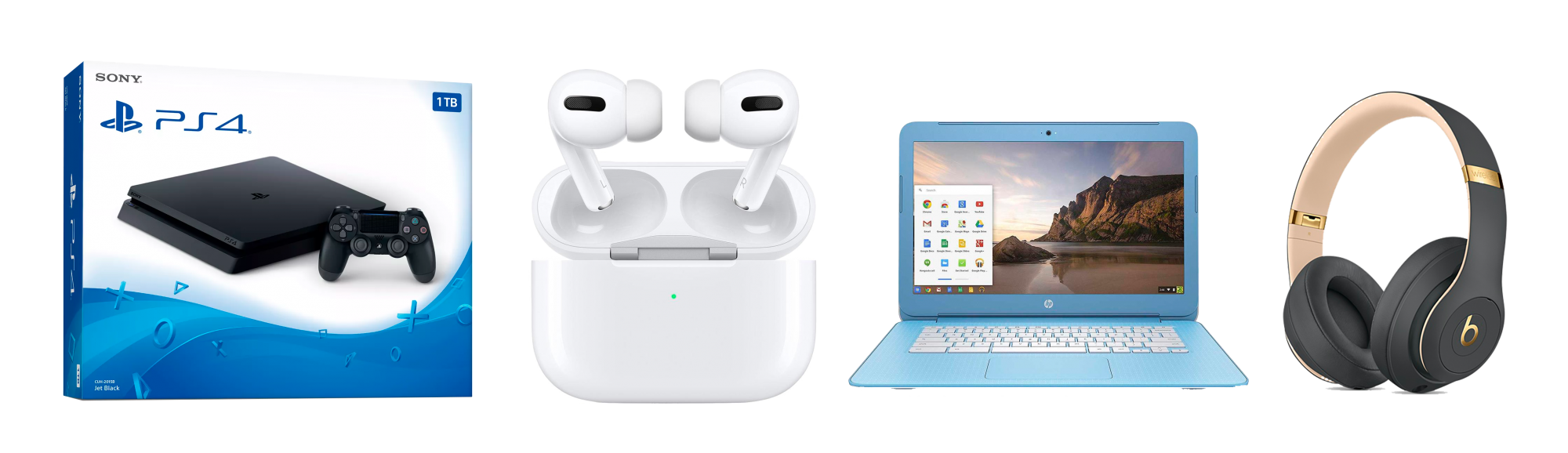 Four prizes available: PS4 console, Airpods Pro with Charging Case, Laptop, or Beats over-the-ear noise canceling headphones!